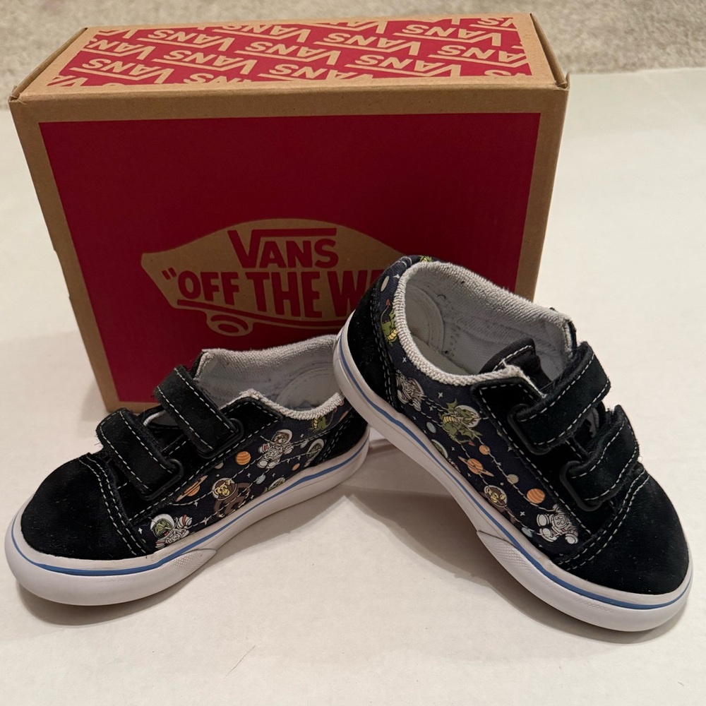 Vans Toddler Old Skool V Glow Cosmic Zoo Black/Blue
